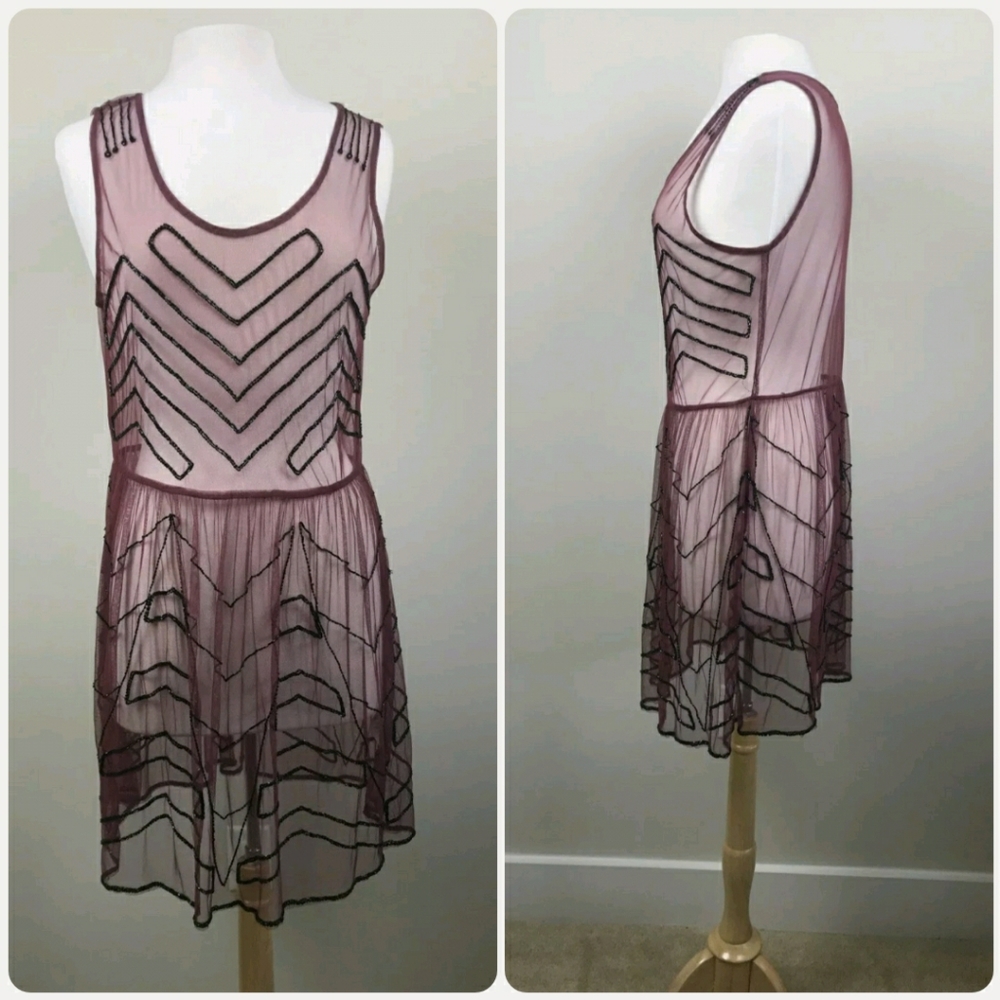 Free People Plum Mesh Slip Dress